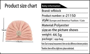 Tableau des tailles détaillé pour bonnet turban bébé en polyester mesurant 14x16 cm