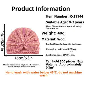 Specifiche taglia per cappello a turbante neonato a righe con circonferenza 36-40 cm