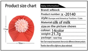 Tableau des tailles détaillé pour le turban bébé doux avec spécifications de dimensions