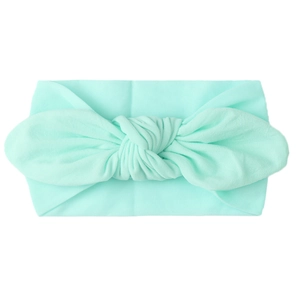 Mint green baby headwrap headband with elastic bow design for infants and toddlers