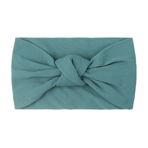 Teal nylon knotted baby headband with wide soft elastic fabric for summer comfort