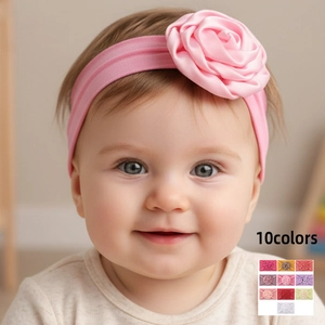 Baby Girl Elastic Nylon Headband Soft Ribbon Rose Flower Infant Toddler Hair Band Photography Props Kids Hair Accessories