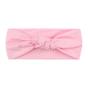 Fascia per capelli neonata rosa a coste elasticizzata con nodo decorativo