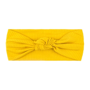 Fascia elastica per neonati in maglia a coste giallo senape con elegante nodo centrale