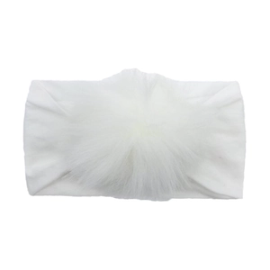 Fascia elastica in nylon per neonati con un grande pompon bianco di peluche morbido