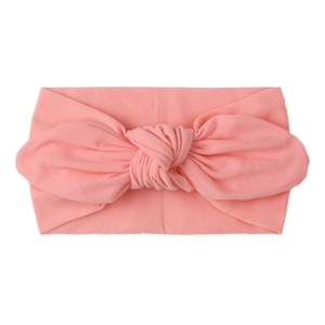 Diadema rosa de nailon suave para bebé con un lazo grande de doble capa