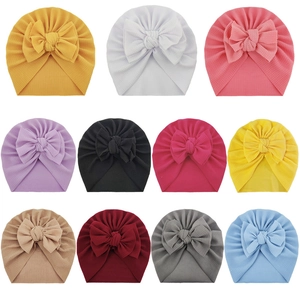 Soft baby knit turbans with large bow in 11 assorted colors for infants and toddlers