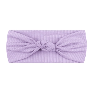 Fascia elastica a coste per neonati viola lavanda con nodo decorativo centrale