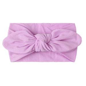 Diadema elástica lavanda para bebé en nylon con nudo grande de orejas de conejo