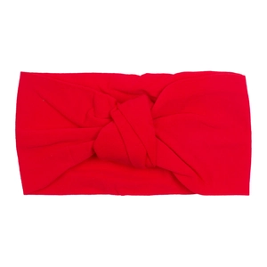 Soft red nylon knotted baby headband with wide elastic double layer design