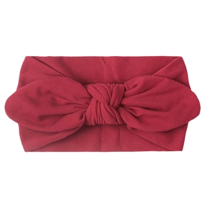Diadema de nailon suave para bebé con un lazo grande rojo oscuro para niñas pequeñas