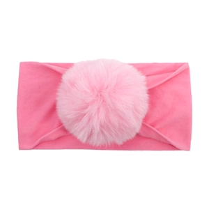 Fascia elastica in nylon per neonati con un morbido pompon rosa per bambini piccoli