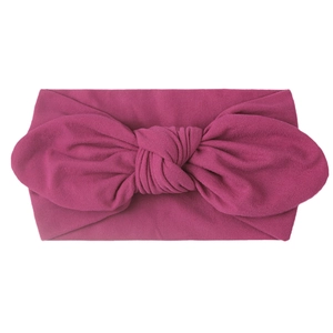 Diadema de nylon suave para bebé rojo rosa con lazo elástico de oreja de conejo