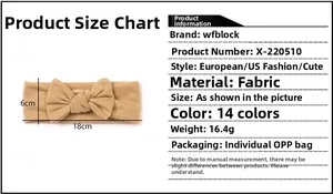 Size chart for infants bow headband showing dimensions of 18cm width and 6cm height
