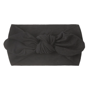 Diadema de nailon suave para bebé en color negro con lazo decorativo de orejas de conejo