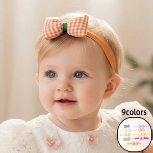 Soft Polyester Gingham Plaid Bow Baby Headband Elastic Turban Hair Band For Newborn Infant Toddler Girls Hair Accessories