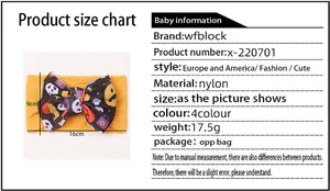 Guía de tallas de cintas de nailon para bebés de Halloween con estampados de calabaza