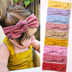 Bandeau Bébé Oreille de Lapin Nœud Tissu Doux Élastique Large Bandeau Cheveux Pour Nourrisson Fille Mignon Couleur Unie Accessoires