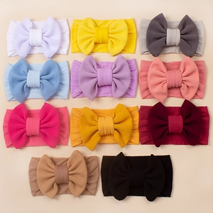 Set mit 11 bunten Baby-Stirnbändern aus Nylon mit großen Schleifen für Neugeborene