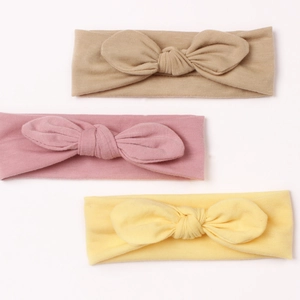 Lot de trois bandeaux pour bébé en coton tricoté souple aux couleurs Morandi