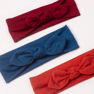 Lot de 3 bandeaux élastiques pour bébé avec oreilles de lapin en rouge bleu et orange