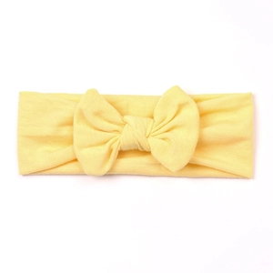 Fascia per capelli neonato in maglia giallo chiaro con grande fiocco elastico