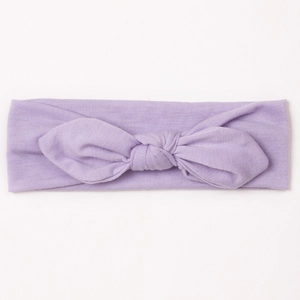 Bandeau bébé lilas avec nœud, serre-tête élastique doux en tricot pour nouveau-nés