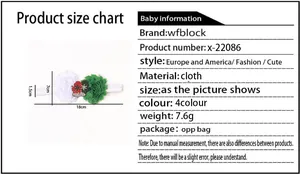 Detailed size chart for Christmas floral baby headband with 18cm length and measurements