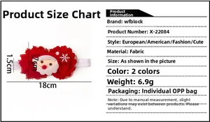 Size guide for baby Christmas headband showing 18cm length and Santa Claus flower detail