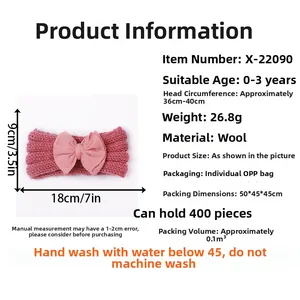 Rosa Strickstirnband für Babys mit großer Schleife, 18x9 cm für Kinder von 0-3 Jahren