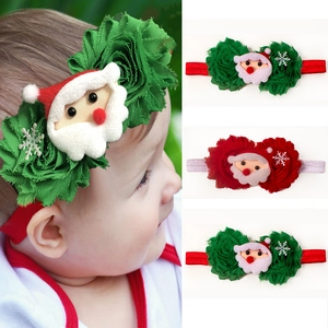 Baby Christmas Headband Santa Claus Flower Elastic Hairband For Infants Toddlers Holiday Party Photography Hair Accessories