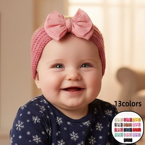 Gestricktes Baby Stirnband Große Schleife Weiches Elastisches Haarband Breite Turban Für Säuglinge Kleinkinder Mädchen Foto Prop