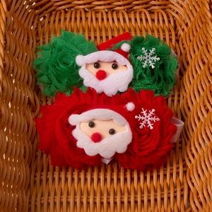 Detail of Christmas headband set with Santa plush and floral mesh for infants