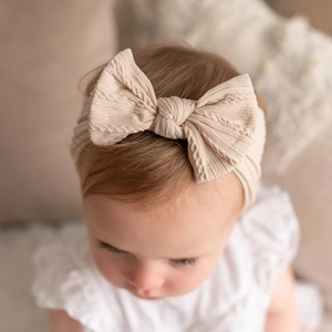 Bandeaux Bébé en Nylon Souple avec Nœud Tricot Torsadé Élastique Turban pour Nouveau-Né Enfants Accessoires Cheveux Filles