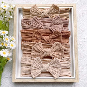 Lot de 5 bandeaux bébé en nylon souple avec nœuds tressés aux couleurs de Morandi
