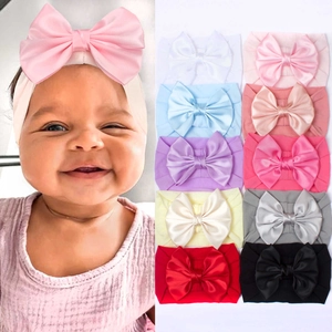 Bandeaux bébé en nylon souple avec grands nœuds en 10 couleurs pour nourrissons