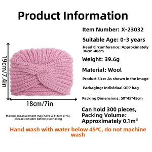Specifiche taglie e dettagli materiali del cappello in maglia rosa per neonati 0-3 anni