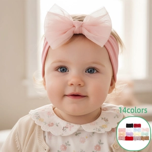 Baby Soft Elastic Nylon Mesh Bow Headband Newborn Toddler Girls Cute Tulle Hairband Infant Accessories Hair Decoration