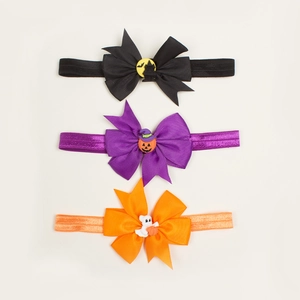 Three-piece Halloween baby headbands featuring spooky bows and high-elastic nylon straps