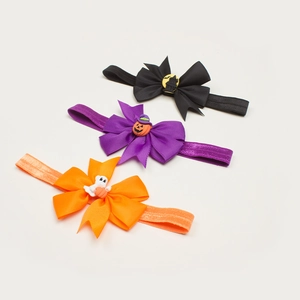 Lot de trois bandeaux d'Halloween pour bébé avec motifs citrouille, fantôme et chauve-souris