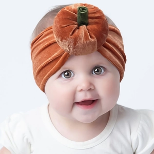 Halloween Pumpkin Baby Headband Soft Velvet Elastic Hair Band For Infants Toddlers Festive Party Hair Accessories