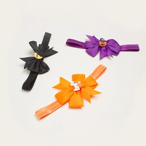 Lot de 3 bandeaux d'Halloween pour bébé avec motifs citrouille, fantôme et chauve-souris