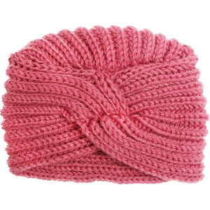 Cappello a turbante in maglia rosa per neonata con elegante design a nodo per l'autunno-inverno