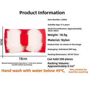 Elastic baby headband with red and white plush snowflake bow for infants aged 0-2