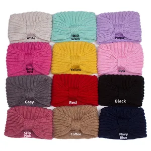 Knitted infant headbands with decorative bow design in twelve assorted solid colors