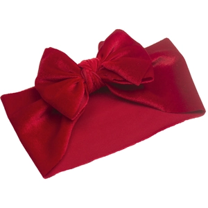 Winter velvet baby headband with a large red bow for Christmas holiday accessories