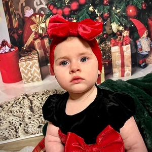 Baby Girl Christmas Red Velvet Bow Headband Elastic Soft Turban Headwraps For Toddler Kids Infant Holiday Hair Accessories
