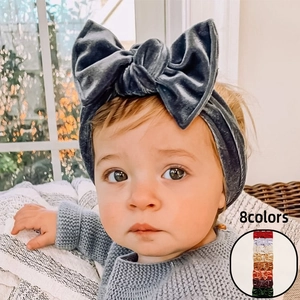 Bandeau Nœud en Velours pour Bébé Fille Souple Élastique Turban pour Nourrisson Accessoires Cheveux pour Nouveau-né