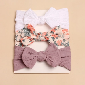 Baby Bow Headbands High Stretch Soft Fabric Floral Cable Knit Hair Bands Cute Infant Toddler Headwrap Hair Accessories