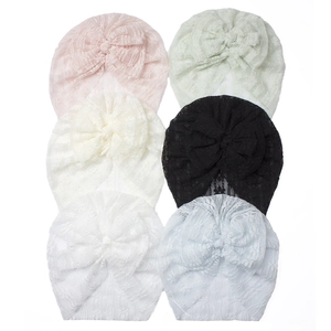 Set di 6 turbanti in pizzo per neonati con fiocco a rete, colori assortiti e design traspirante